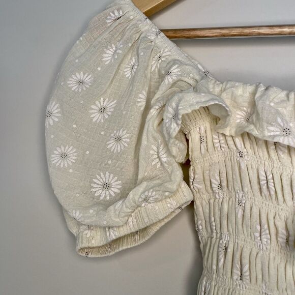 R.Vivimos Milkmaid Puff Sleeve Floral Ruffled Coquette Swing Mini Dress Size 0/2 - Picture 3 of 12